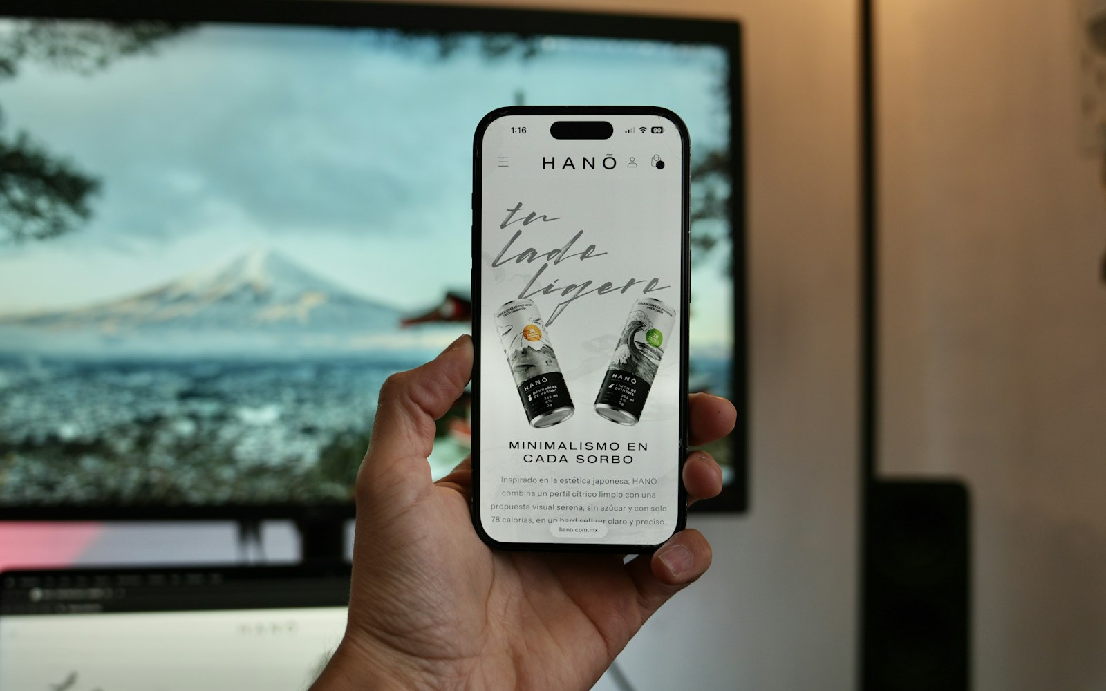 Dłoń trzyma telefon z otwartą stroną internetową sklepu. Fot. David Liceaga / Unsplash.