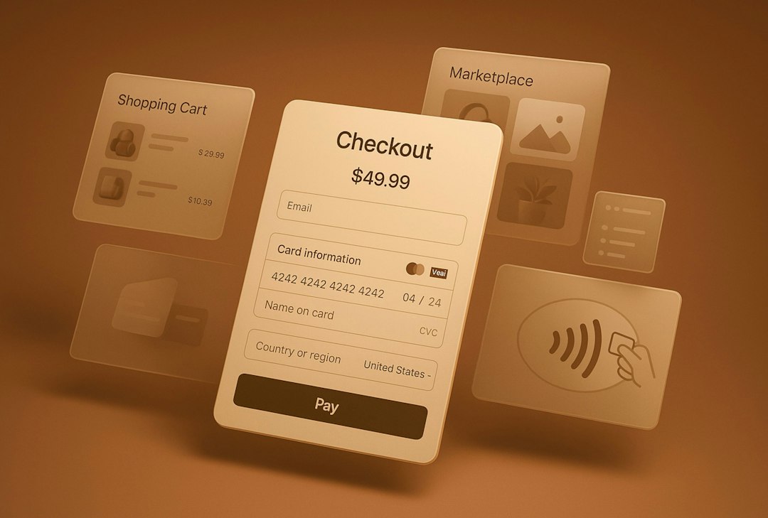 Ekran internetowego checkoutu z danymi płatności i koszykiem zakupowym